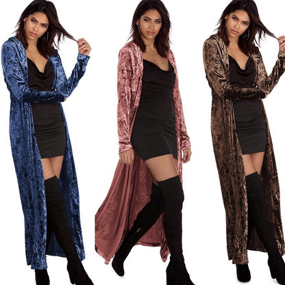 Lydia – Long Velvet Women's Coat for Autumn