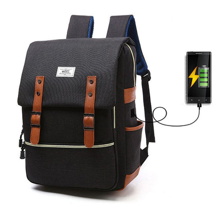 Luke – Vintage Unisex Canvas Backpack with USB Charging Feature