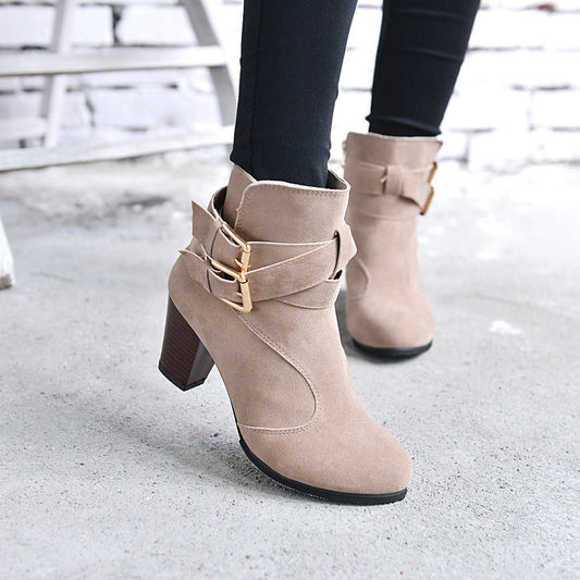 Sandra – Warm High Heel Pumps with Ankle Boots