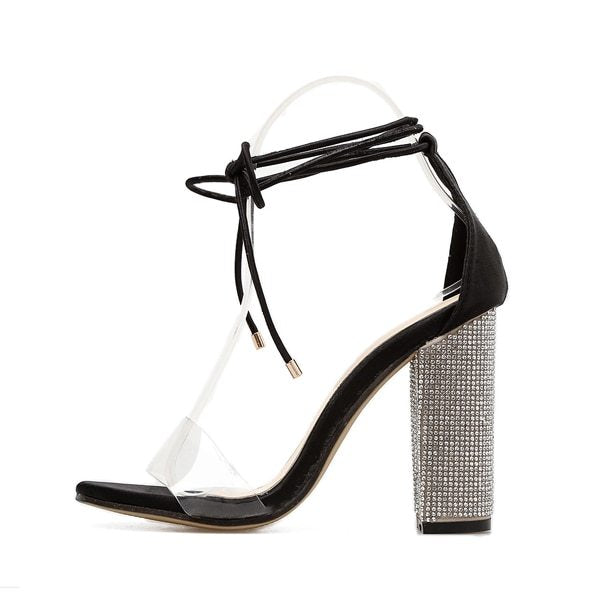 Jacqueline – Roman High Heel Sandals with Rhinestones and Straps