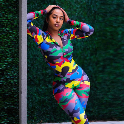 Julia – Camouflage Pattern Yoga Jumpsuit