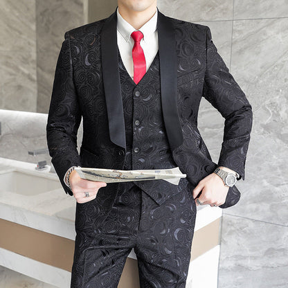 Ben – Embossed Three-Piece Suit for Men