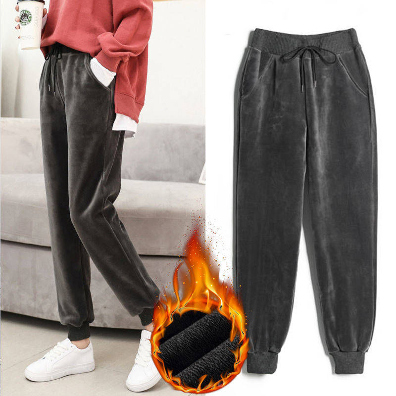 Danielle – Slim Casual Harem Pants in Vegan Cashmere with Faux Fur