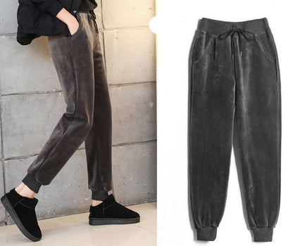 Danielle – Slim Casual Harem Pants in Vegan Cashmere with Faux Fur