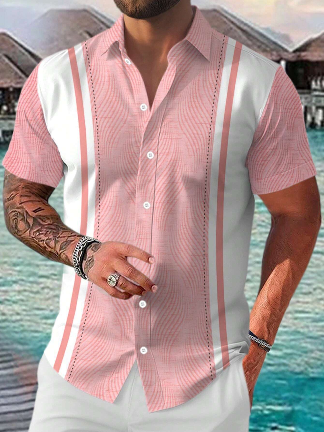 Alex – Casual Geometric Short Sleeve Shirt for Men