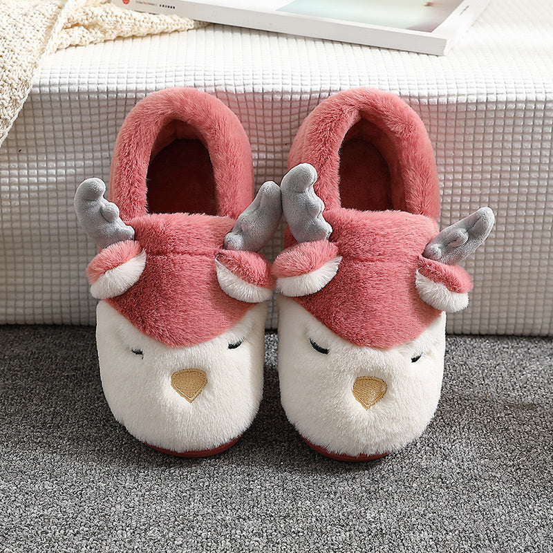 Kelly – Cozy Winter Moose Plush Slippers