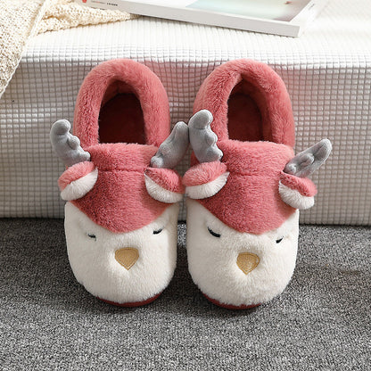 Kelly – Cozy Winter Moose Plush Slippers