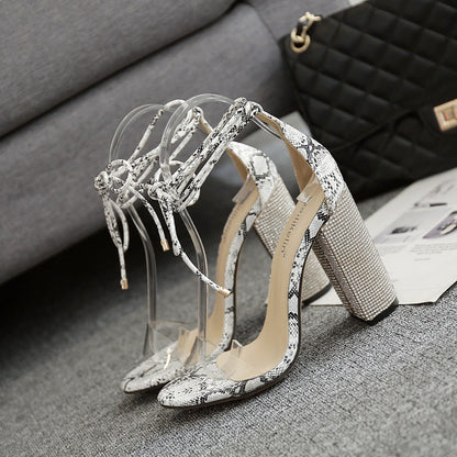 Jacqueline – Roman High Heel Sandals with Rhinestones and Straps