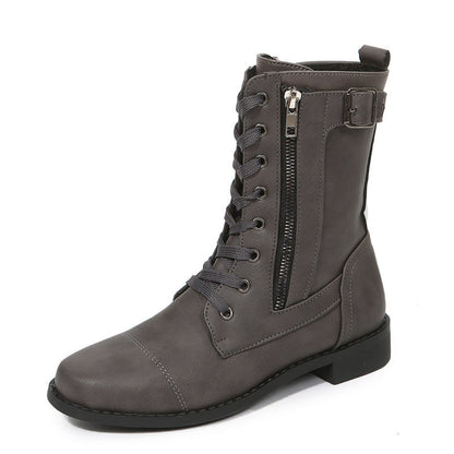 Lynda – Women's Lace-Up Ankle Boots with Side Zipper