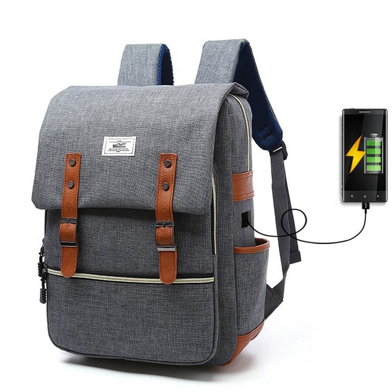 Luke – Vintage Unisex Canvas Backpack with USB Charging Feature