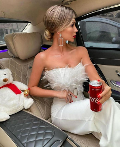 Shannon – Modern Women's Jumpsuit with Feather Design