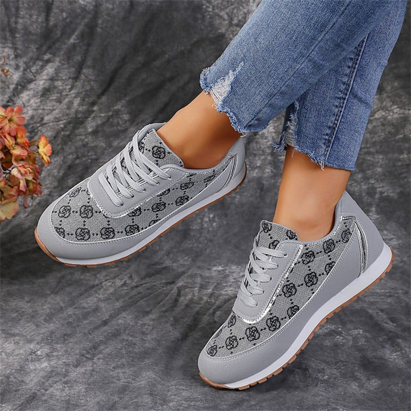 Jessica – Floral Pattern Lace-Up Lightweight Breathable Sneakers for Women