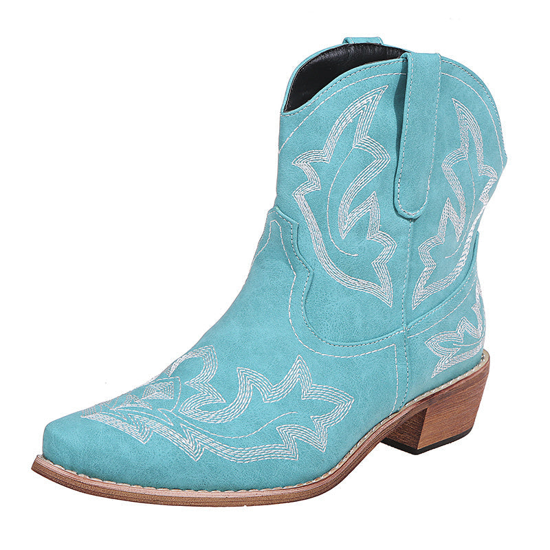 Mary – Embroidered Cowgirl Boots with Wedge Heel