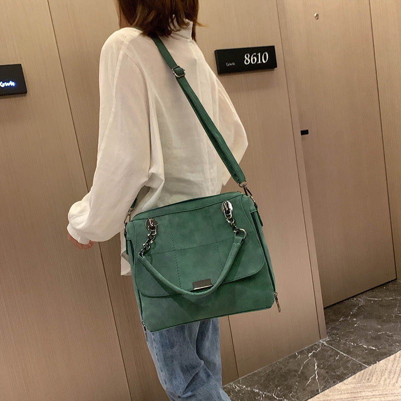 Leah – Large Shoulder Bag in Premium Vegan Leather, Matcha Green