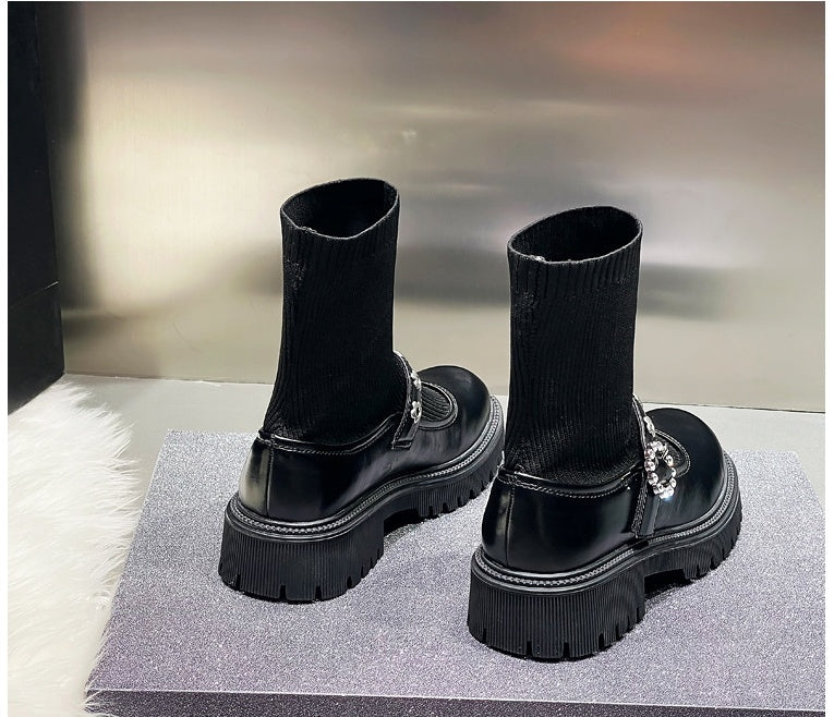 Rose – Thick-Sole Women's Sock Boots in Martin Style