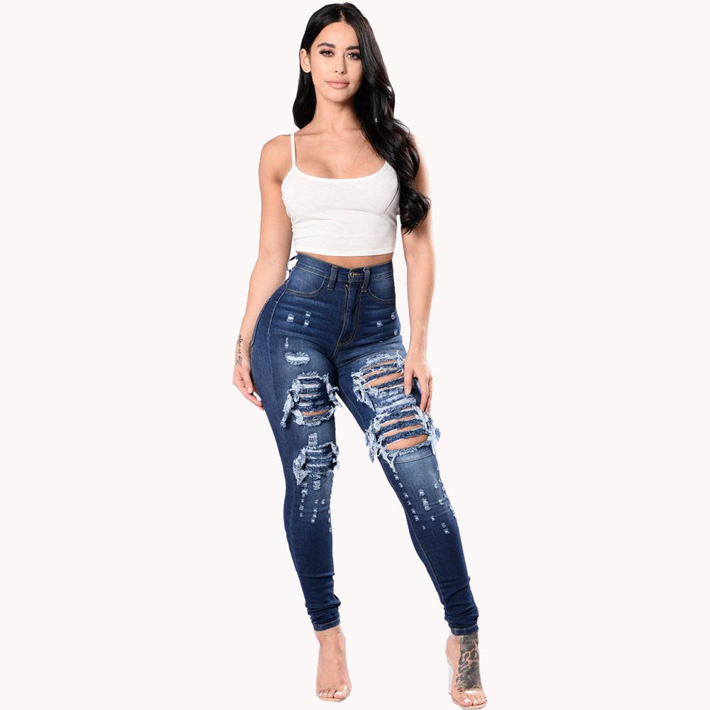 Patricia – Distressed Women's Jeans with Wash