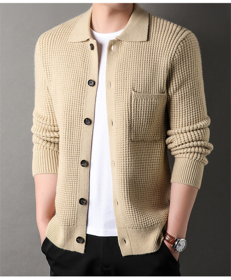 Frank – Twist Jacquard Lapel Cardigan for Men