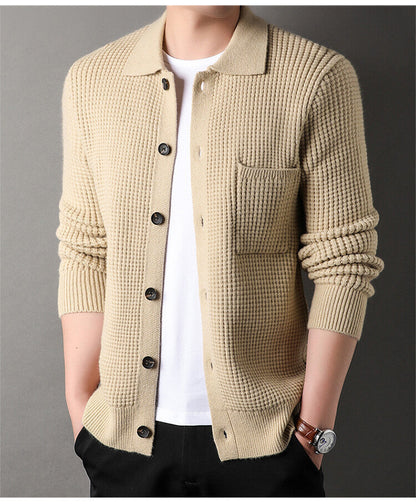 Frank – Twist Jacquard Lapel Cardigan for Men