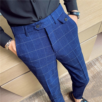 Kieran – Elegant Slim-Fit Men's Trousers with British Check Pattern