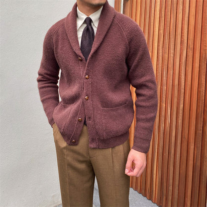 James – Thick Vintage Men's Cardigan in Retro Style