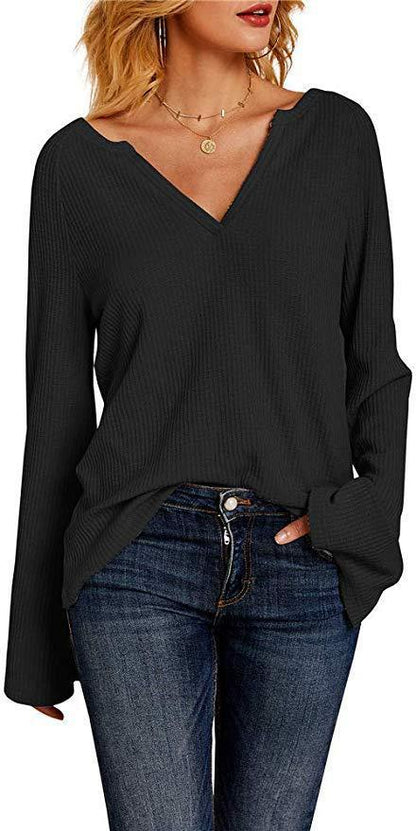 Wendy – Women's T-Shirt with Bell Sleeves and V-Neck