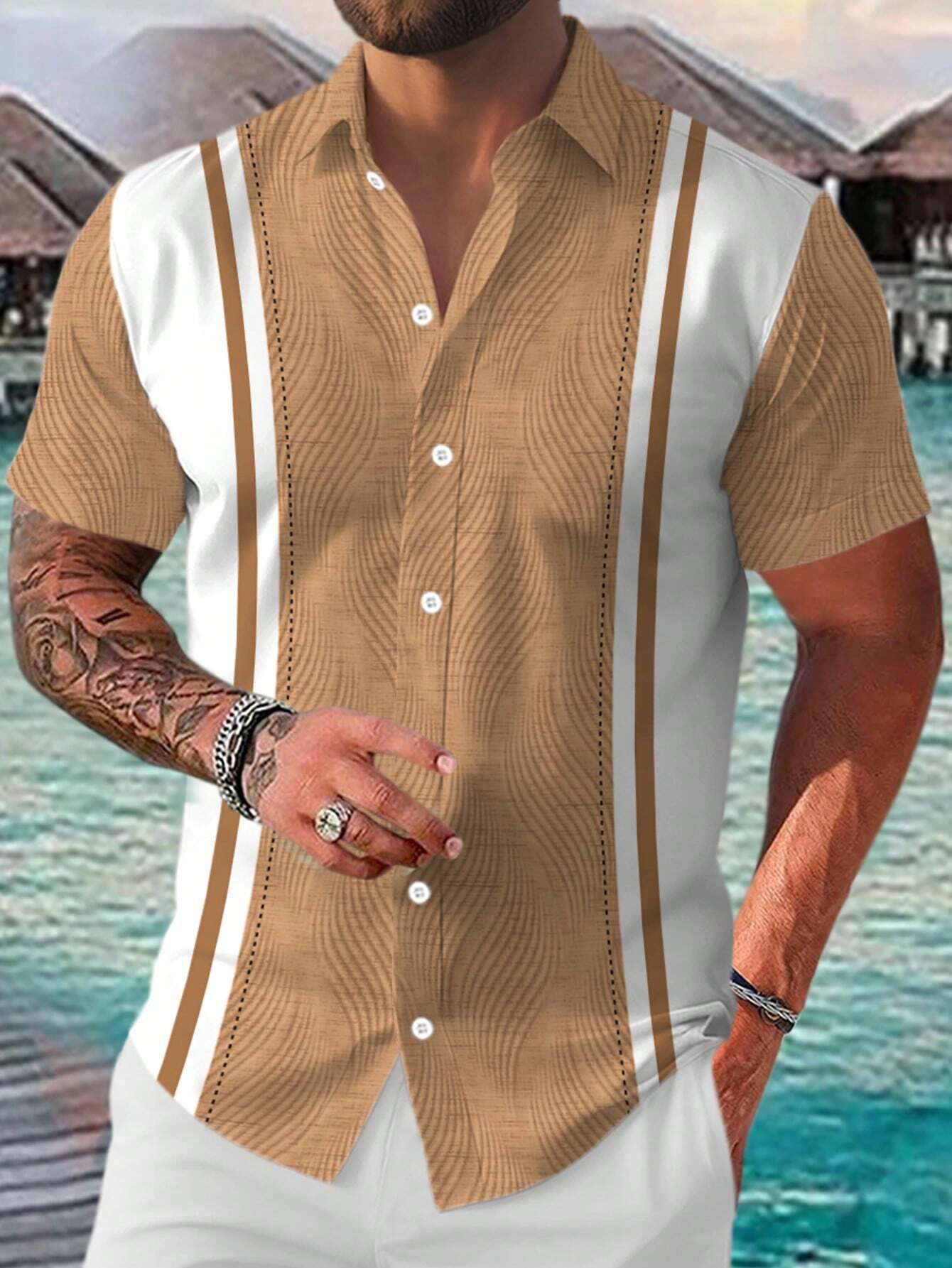 Alex – Casual Geometric Short Sleeve Shirt for Men