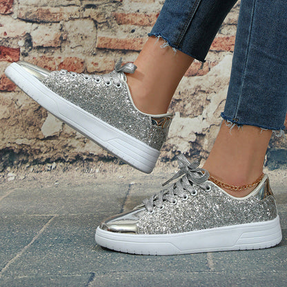 Hannah – Glittery Women's Sneakers with Thick Sole