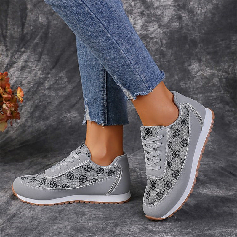 Jessica – Floral Pattern Lace-Up Lightweight Breathable Sneakers for Women