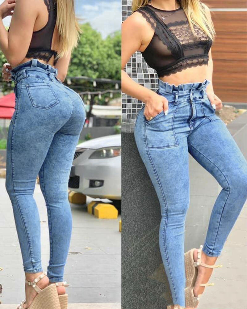 Holly – European Women's Jeans with Wooden Details