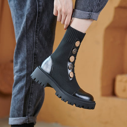 Sarah – Chunky Sole Martin Boots for Women in Brown