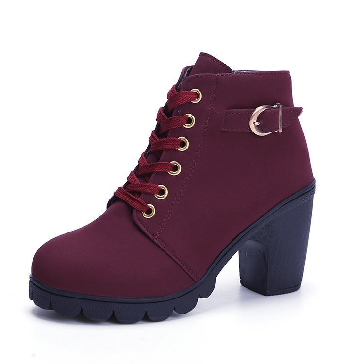 Caroline – Chunky Block Heel Ankle Boots with Buckle
