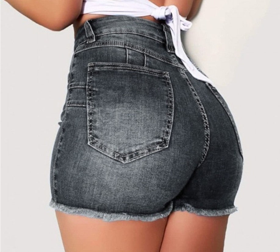 Leah – Slim Washed Denim Shorts for Women
