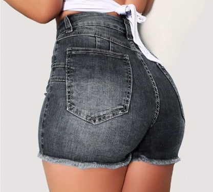 Leah – Slim Washed Denim Shorts for Women