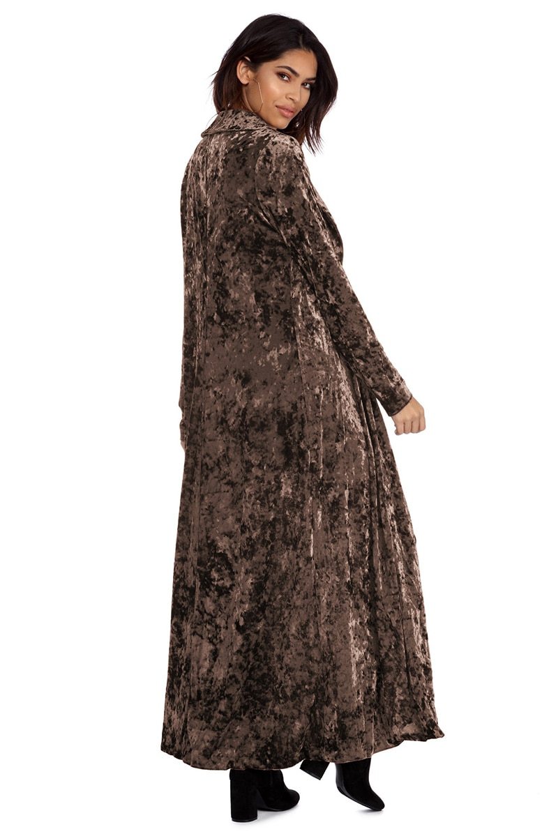 Lydia – Long Velvet Women's Coat for Autumn