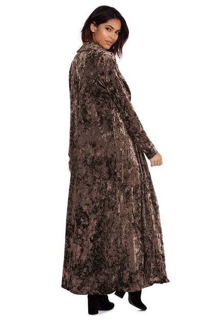 Lydia – Long Velvet Women's Coat for Autumn