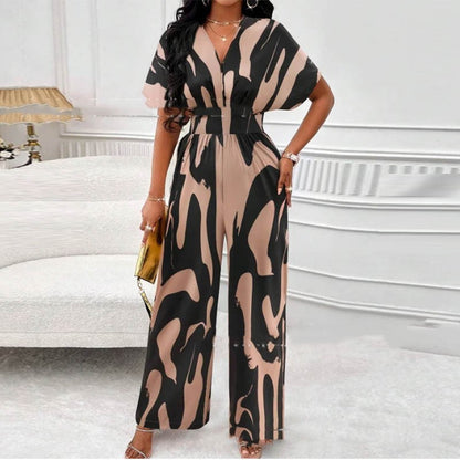 Tara – Soft V-Neck Jumpsuit with Print