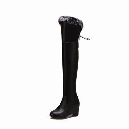 Barbara – High Boots with Wedge and Faux Fur