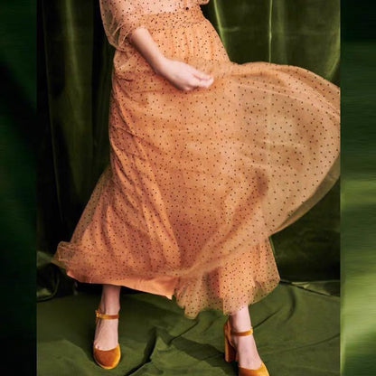 Betty – Polka Dot Mesh Skirt with High Elastic Waist