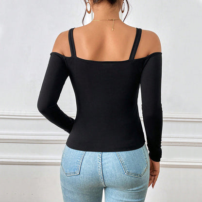 Samantha – Simple Strap Top with Metal Hooks and Long Sleeves