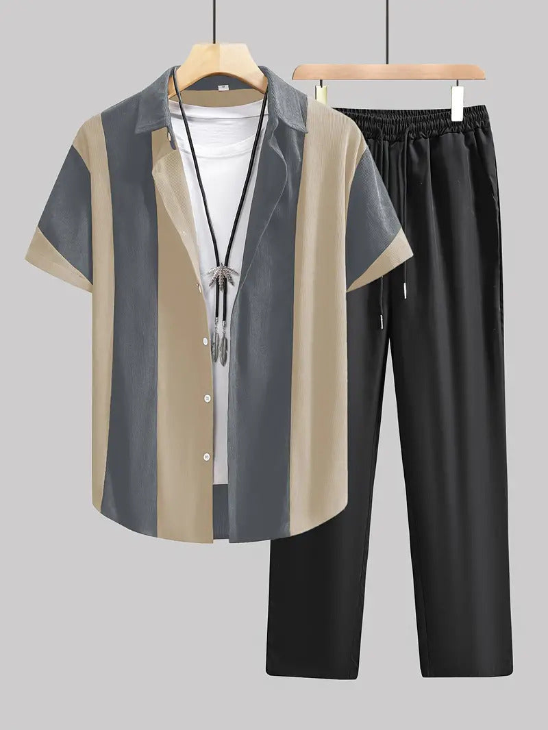 Catherine – Casual Stylish Striped Short Sleeve Jumpsuit