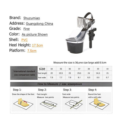 Sophie – High Transparent Sandals with Rhinestones