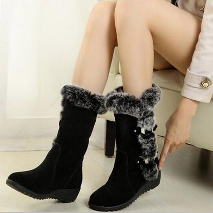 Leah – Mid-Calf Women's Boots with Faux Fur for Winter