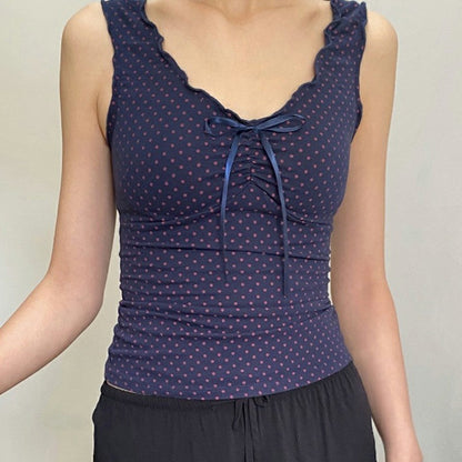Natasha – Sleeveless Knit Top with Polka Dots