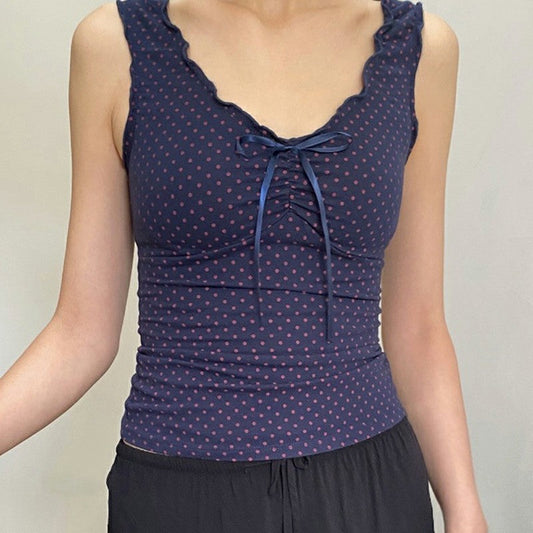 Natasha – Sleeveless Knit Top with Polka Dots
