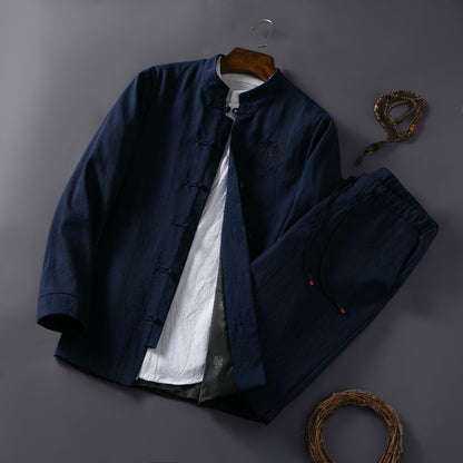 Tom – Retro Ethno Suit with Stand Collar