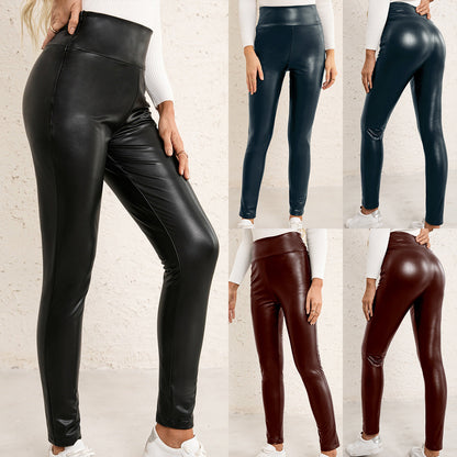 Laura – High-Waisted Stretch Slim Skinny Pants in Vegan Leather
