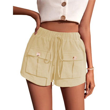 Natalie – Comfortable Summer Cargo Shorts with Pocket and Relaxed Drawstring