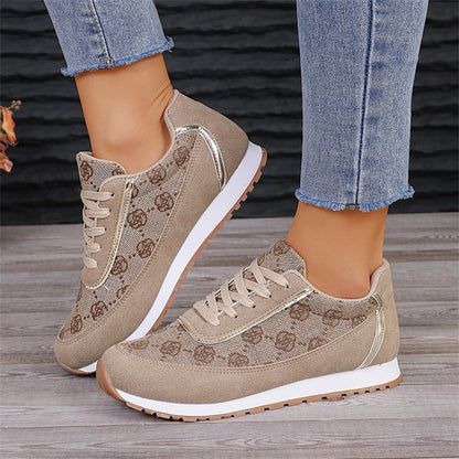 Jessica – Floral Pattern Lace-Up Lightweight Breathable Sneakers for Women