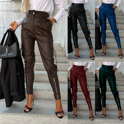 Melissa – Slim Fit Women's Pants in Vegan Leather with Pockets