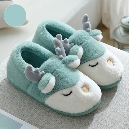 Kelly – Cozy Winter Moose Plush Slippers